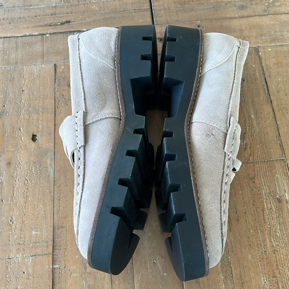 House of Harlow 1960 gunner light taupe gray suede platform loafers - Picture 6 of 9